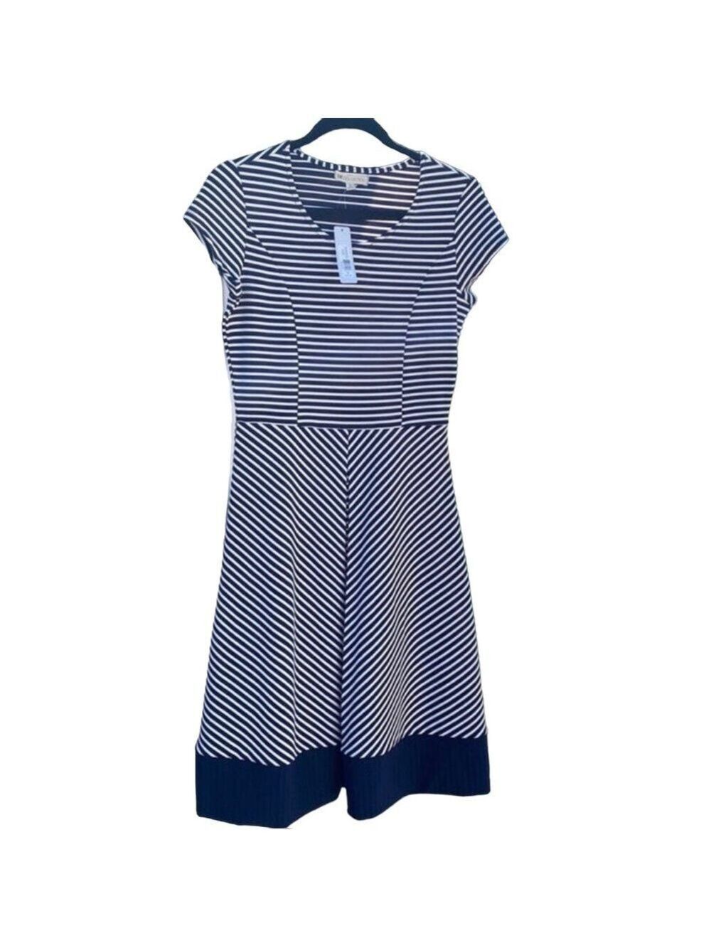 NWT DeCollection Navy And White Striped A-Line Dress Size Small